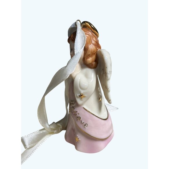 Lenox "Believe" Porcelain Angel Christmas Ornament White & Pink - Picture 9 of 10